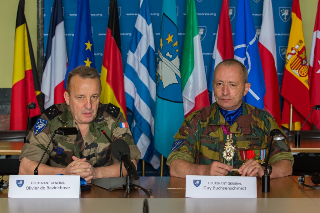 Eurocorps Strasbourg : Passation de commandement entre les Gen. Olivier de Bavinchove et Guy Buchsenschmidt - 28 juin 2013