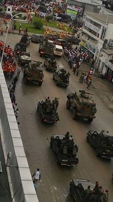 Escorte hypermilitarisée de Denis Sassoou à Pointe Noire - Mars 2016