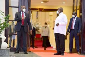 First Son Gen Muhoozi Kainerugaba and President Museveni. PHOTO/PPU