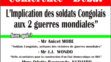 Conférence 30 juin à Mons (Bel) : L’Implication des soldats Congolais dans les deux guerres – O. Kudjabo – A. Mobe – JJ Wondo