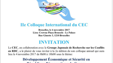 2ème Colloque des Economistes congolais à Bruxelles - Développement économique et sécurité en RDC - 4 Nov 2017