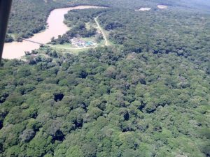 An aerial picture of the MONUSCO camp at the Semuliki river