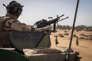 soldiers from barkhane military operation in Sahel, Africa during a patrol in Mali. They fight against terrorism in the area.