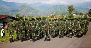 Groupe de soldats des FARDC, le 19 avril 2011, au Nord-Kivu (Sasha Lezhnev/ Enoughproject.org).